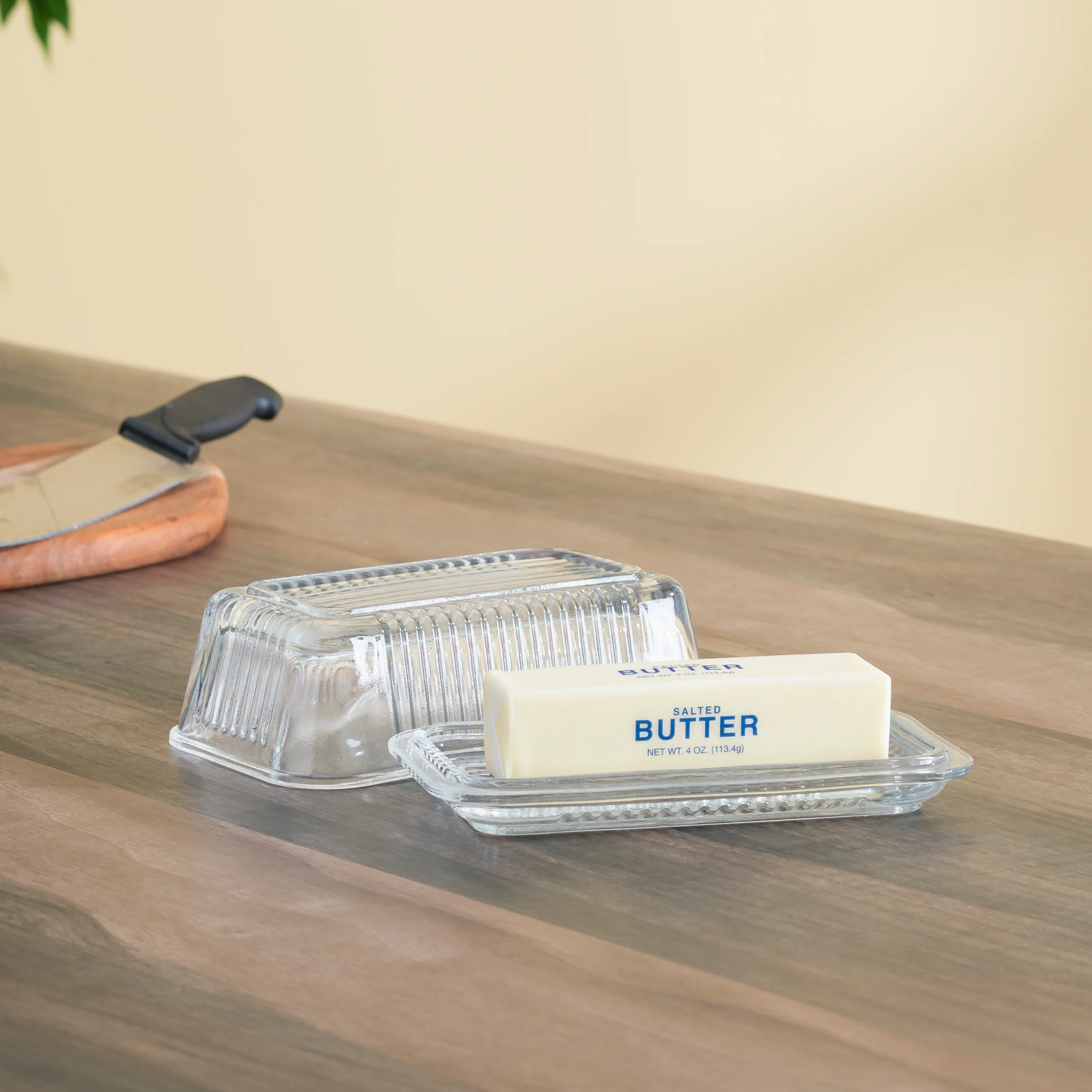 Home Basics Classic Glass Butter Dish, Clear