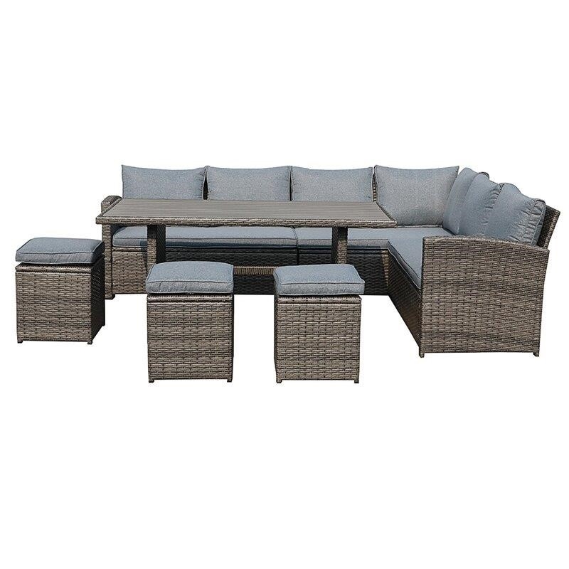 Binpal 7 Piece Rattan Sectional Seating Group with Cushions-furniture