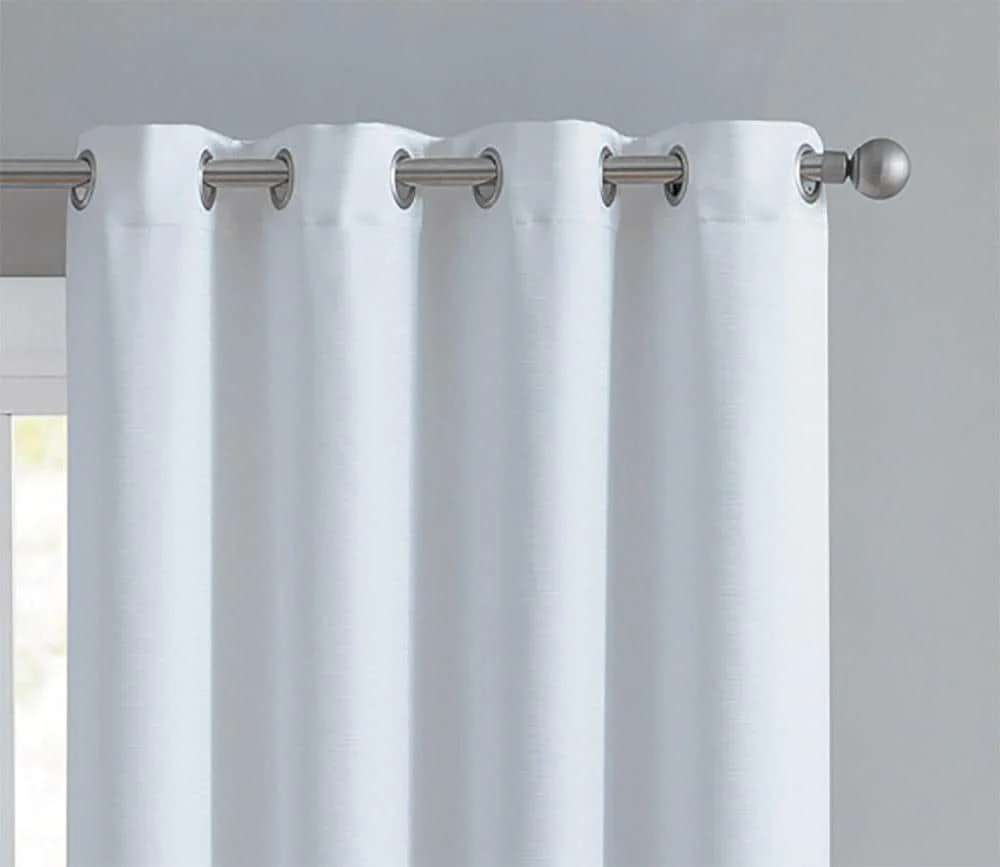 Angela 2-Pack Ribbed Textured Blackout Grommet Window Panel, White, 74x84 Inches