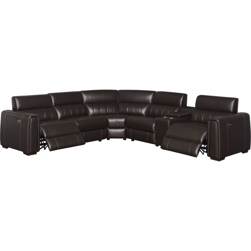 4-SEAT POWER RECLINING LEATHER SECTIONAL SOFA WITH OUTLETS AND USB PORTS-furniture