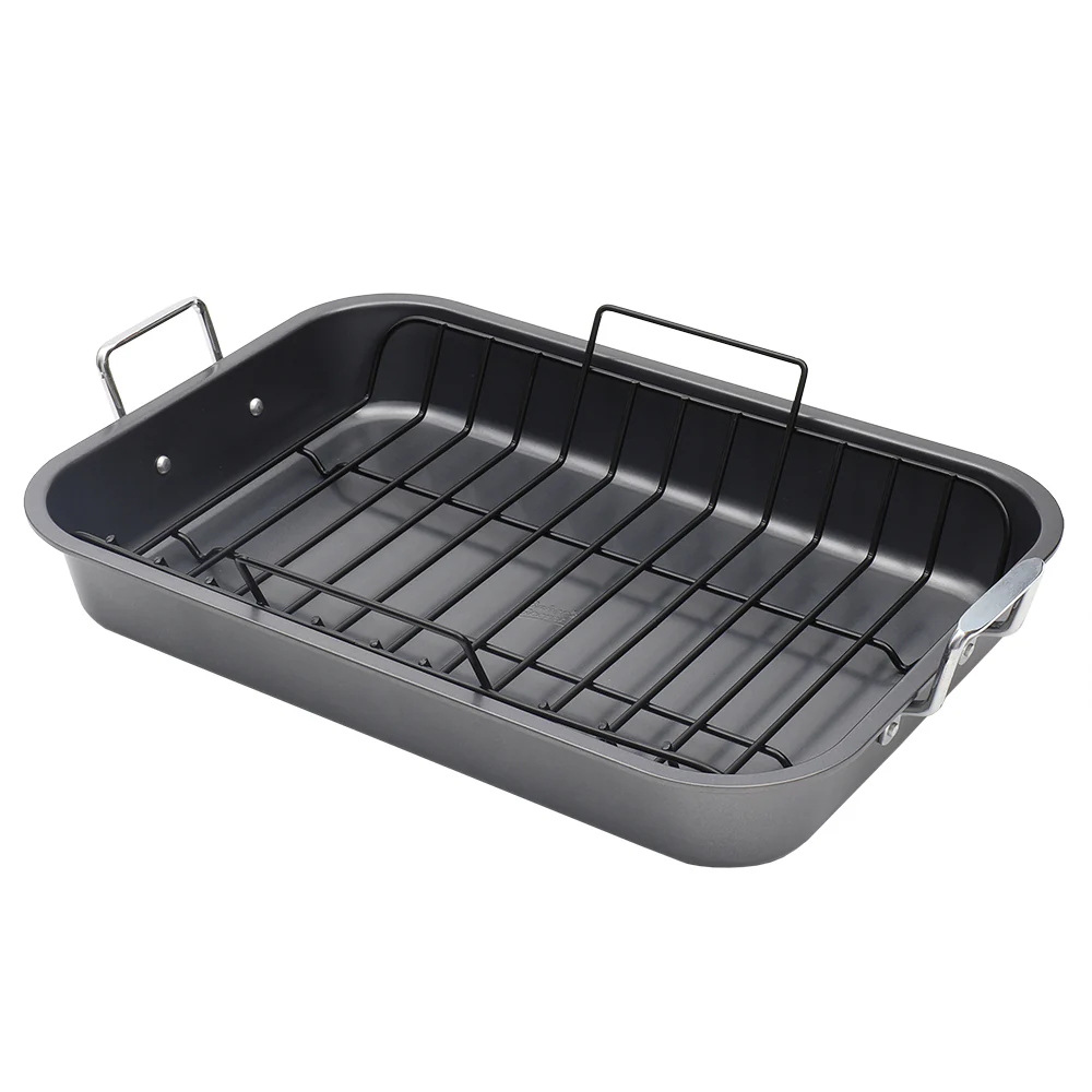 Baker��s Secret Enhanced 20-inch x 14-inch Non-Stick Steel Roaster Pan with Rack