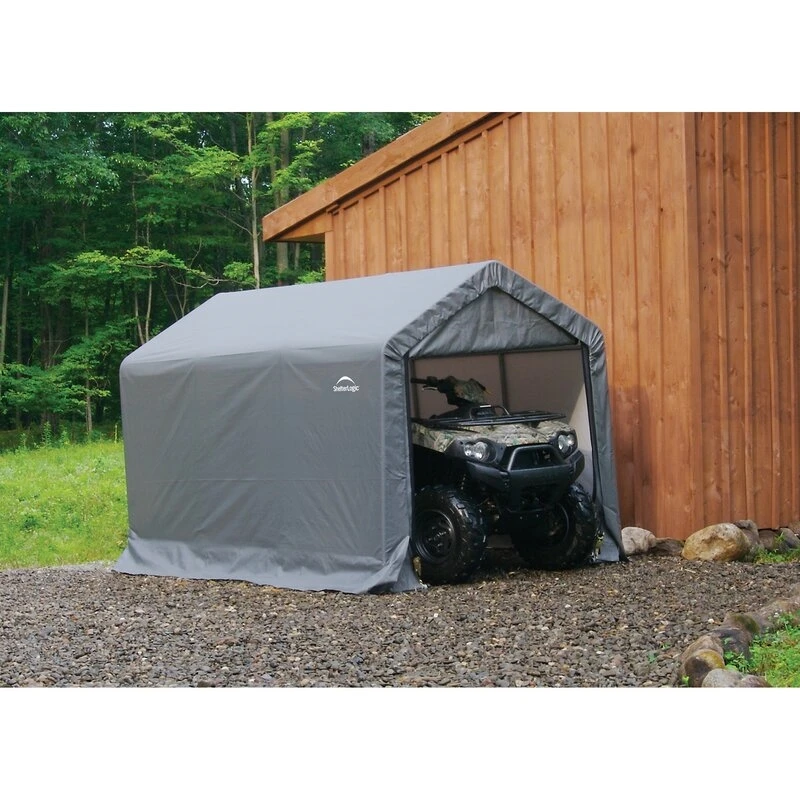 6 feet. Width x 10 feet. D plastic storage shed