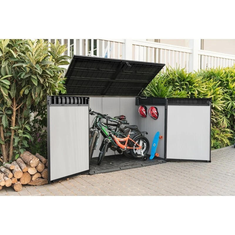 Premier Jumbo 4' 7.5 wide x 2' 8.3 deep resin horizontal trash shed