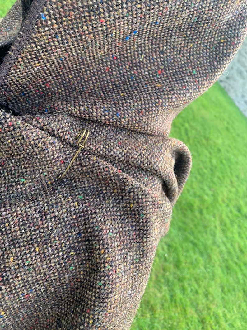Irish Donegal tweed wool hooded ruana, wrap, cape - brown melange/speckled/flecked //HEAVY TWEED//- 100% Pure New Wool - Handmade in Ireland