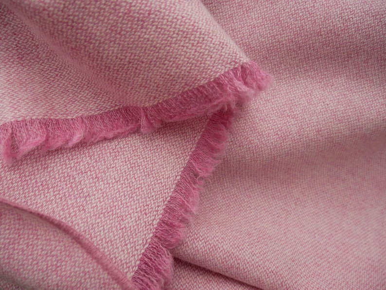 Irish tweed wool hooded ruana, wrap, arisaid - pink & white chevron - HANDMADE IN IRELAND