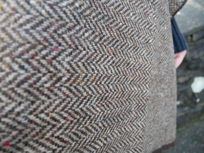 Irish Donegal Tweed Ruana, Wrap, Cape,  - Brown/Beige Herringbone With Multi-colour Fleck/Speckled -100% Pure New Wool - Handmade in Ireland
