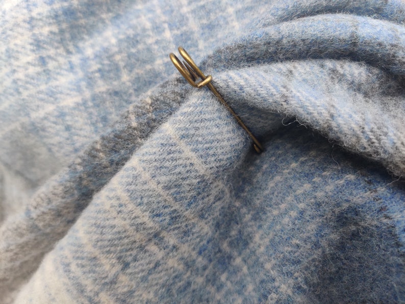 Irish Pure Lambswool Cape, Ruana, Wrap , Shawl - 100% Pure New Wool - grey/blue check - supersoft - one size fits all - HANDMADE IN IRELAND