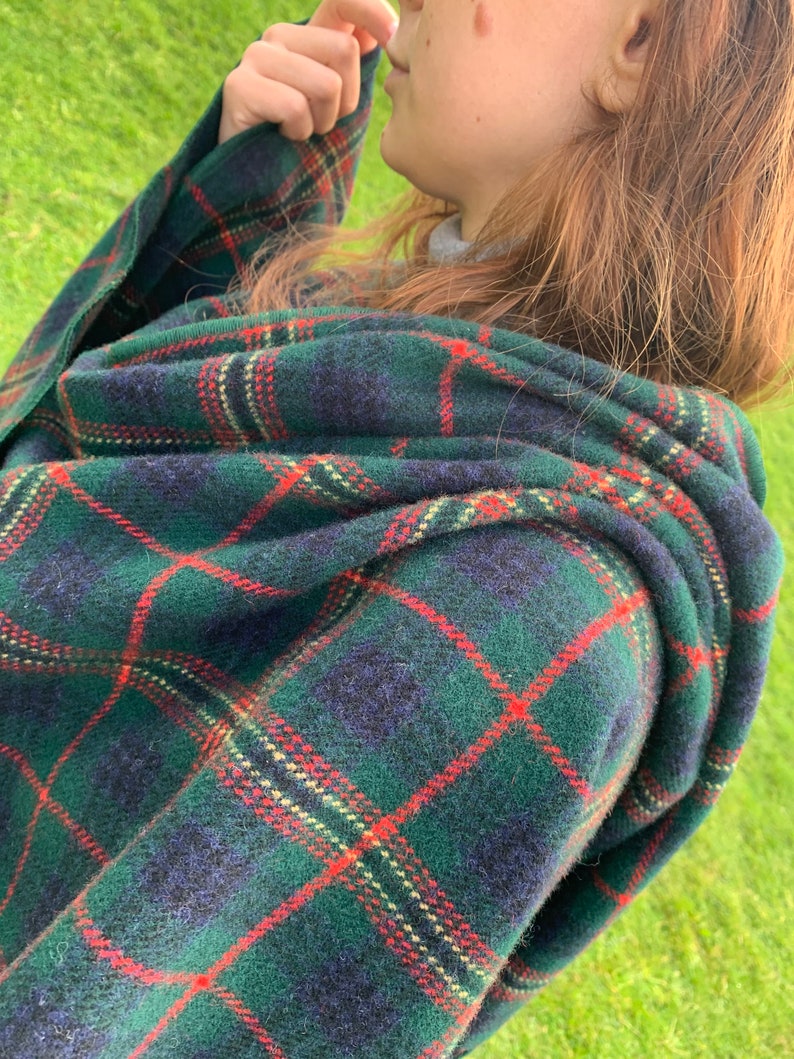 Irish Lambswool/Merino Wool Cape, Ruana, Wrap, Shawl - 100% Pure New Wool - Kennedy Tartan Plaid - Supersoft - One Size- HANDMADE IN IRELAND