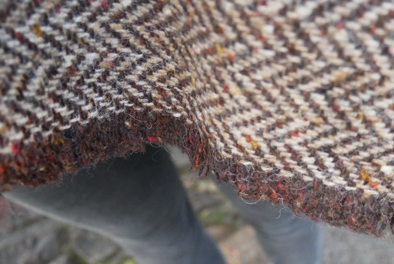 Irish Donegal Tweed Ruana, Wrap, Cape,  - Brown/Beige Herringbone With Multi-colour Fleck/Speckled -100% Pure New Wool - Handmade in Ireland