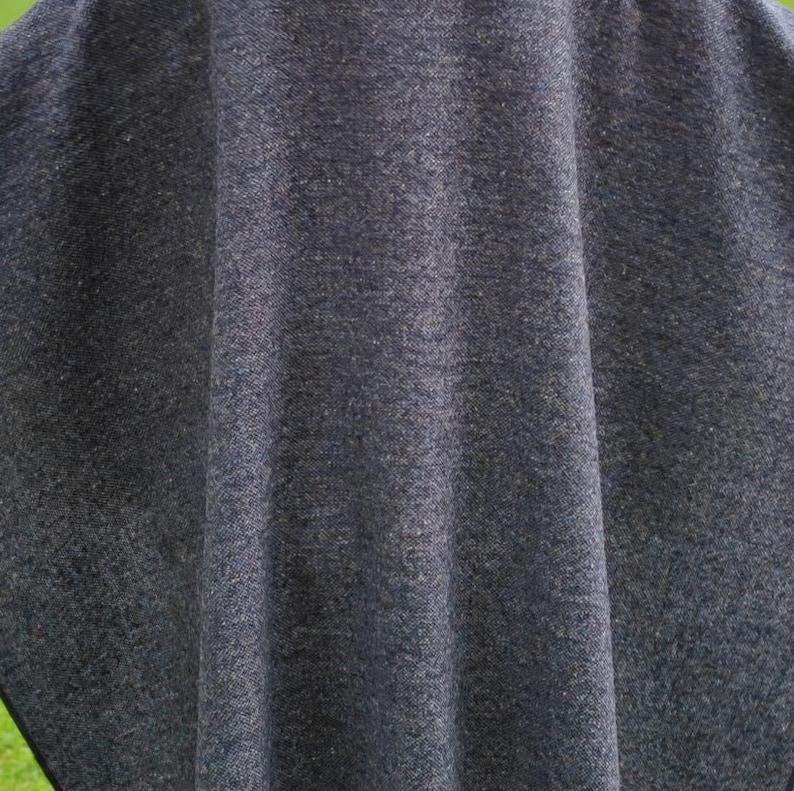 Irish Donegal Tweed Hooded Cape, Ruana, Wrap, Rectangle Cloak - Speckled / Fleck  Navy Blue - 100% Pure New Wool - HANDMADE IN IRELAND