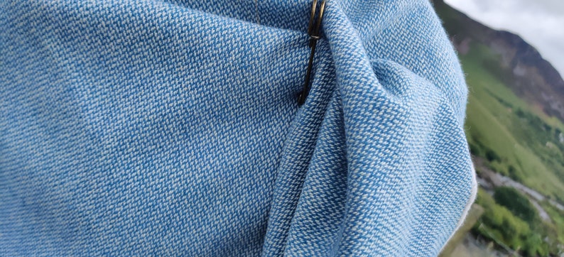 Irish wool ruana, wrap, cape, cloak  - blue/white chevron - 100% pure new wool - HANDMADE IN IRELAND