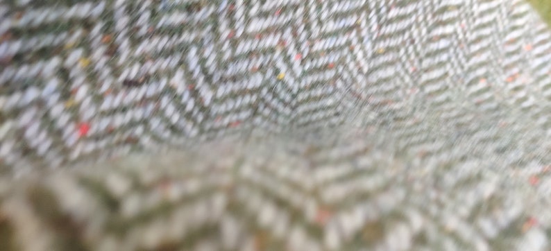 Irish Donegal Tweed Wool Hooded Cape Ruana Wrap Robe Cloak Arisaid -Speckled Fleck Green Grey Herringbone - HEAVY TWEED -Handmade in Ireland