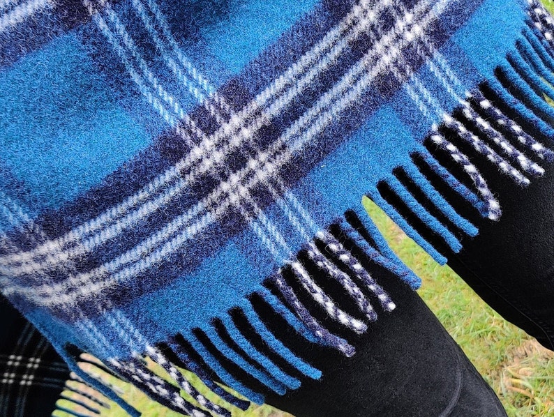 Irish Tartan / Plaid Check Ruana, Wrap, Cape, Cloak -50/50 Merino Wool/Soft Lambswool- Really Warm & Super Soft -unisex- HANDMADE IN IRELAND