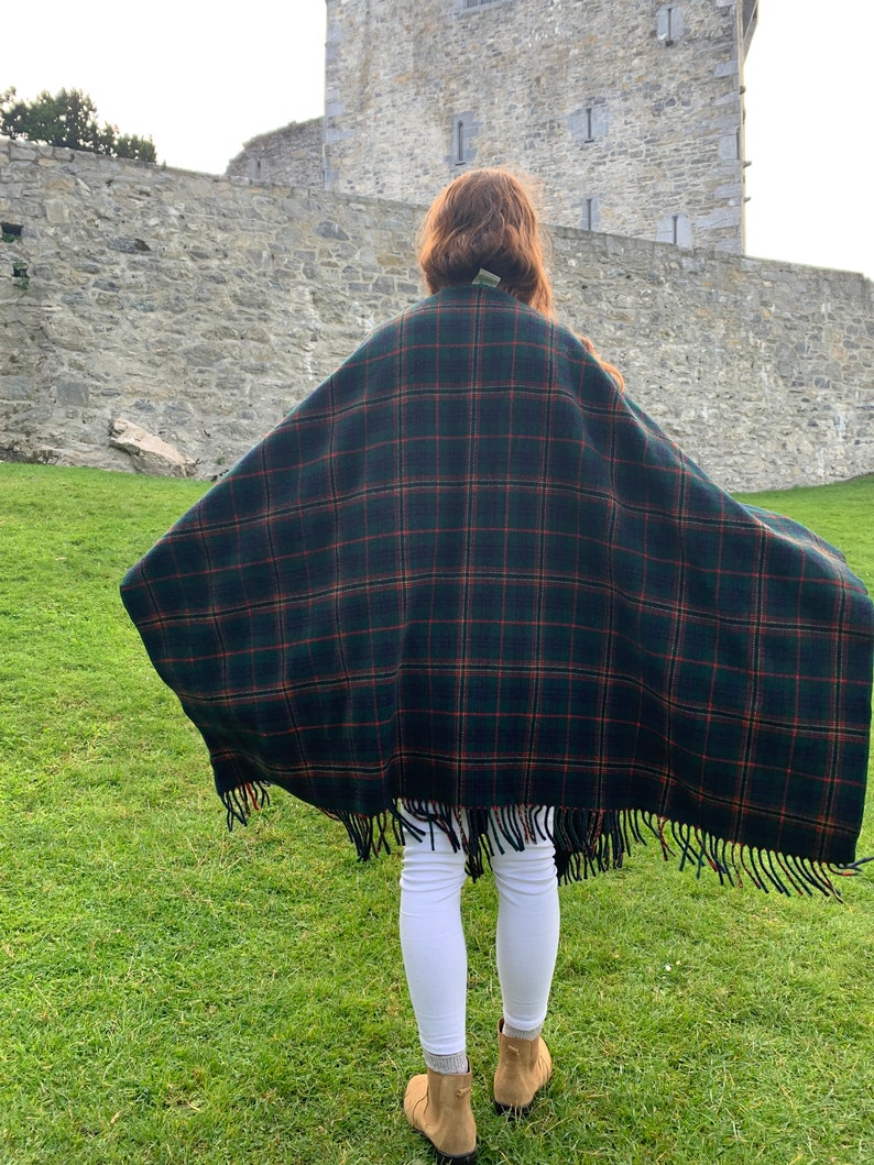 Irish Lambswool/Merino Wool Cape, Ruana, Wrap, Shawl - 100% Pure New Wool - Kennedy Tartan Plaid - Supersoft - One Size- HANDMADE IN IRELAND