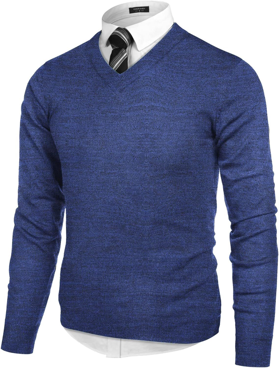 Mens V Neck Dress Sweater Long Sleeve Slim Fit Fashion Pullover Sweater