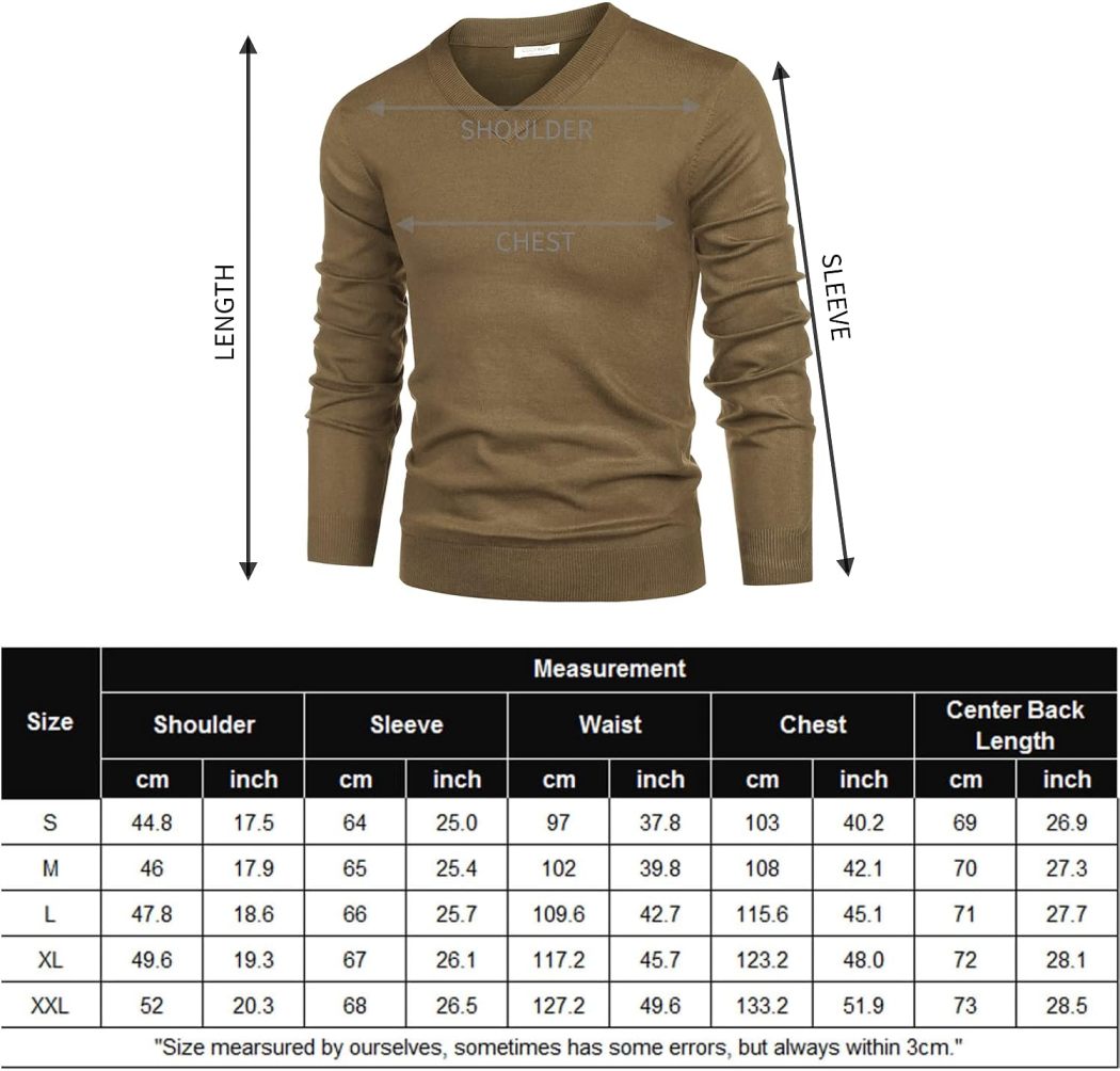 Mens V Neck Dress Sweater Long Sleeve Slim Fit Fashion Pullover Sweater