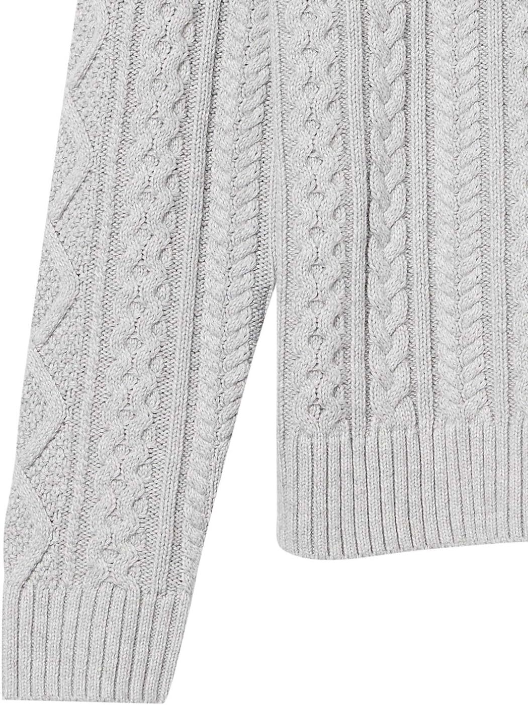 Men's Long-Sleeve 100% Cotton Fisherman Cable Crewneck Sweater