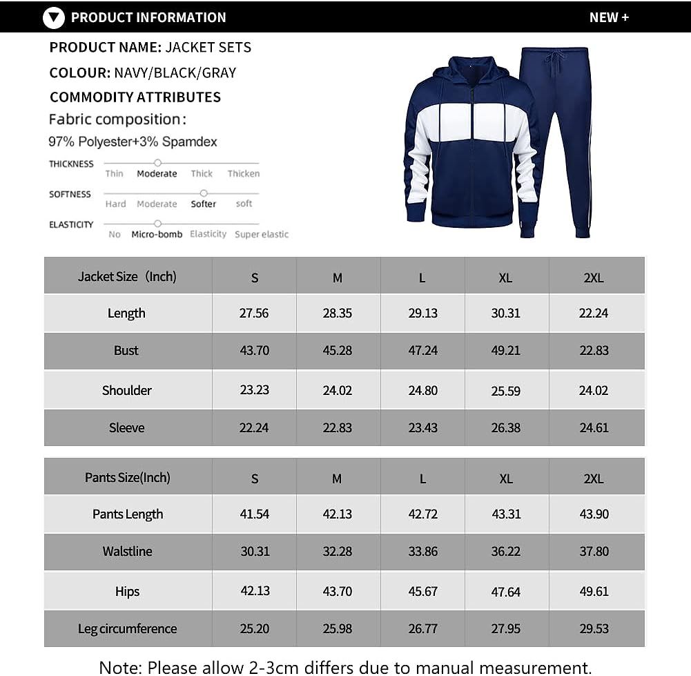Men's Casual Tracksuit Long Sleeve Running Jogging Athletic Sports Set