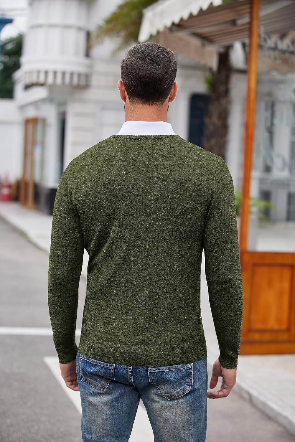 Men's Dress Crew Neck Sweater Slim Fit Lightweight Long Sleeve Sweater