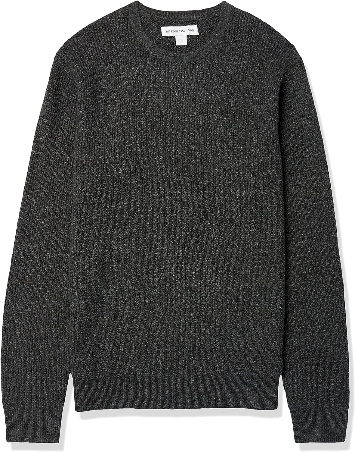 Men's Long-Sleeve Soft Touch Waffle Stitch Crewneck Sweater