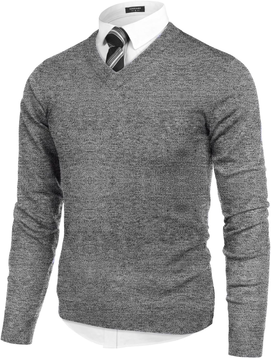Mens V Neck Dress Sweater Long Sleeve Slim Fit Fashion Pullover Sweater