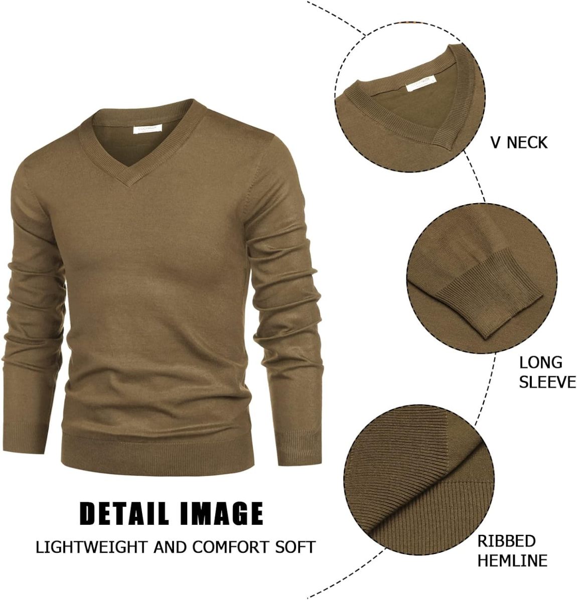 Mens V Neck Dress Sweater Long Sleeve Slim Fit Fashion Pullover Sweater
