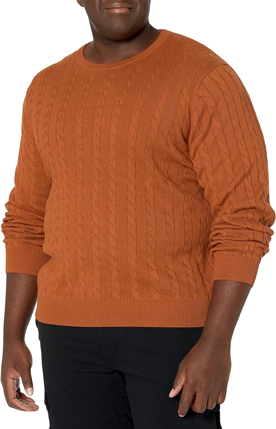 Men's Crewneck Cable Cotton Sweater