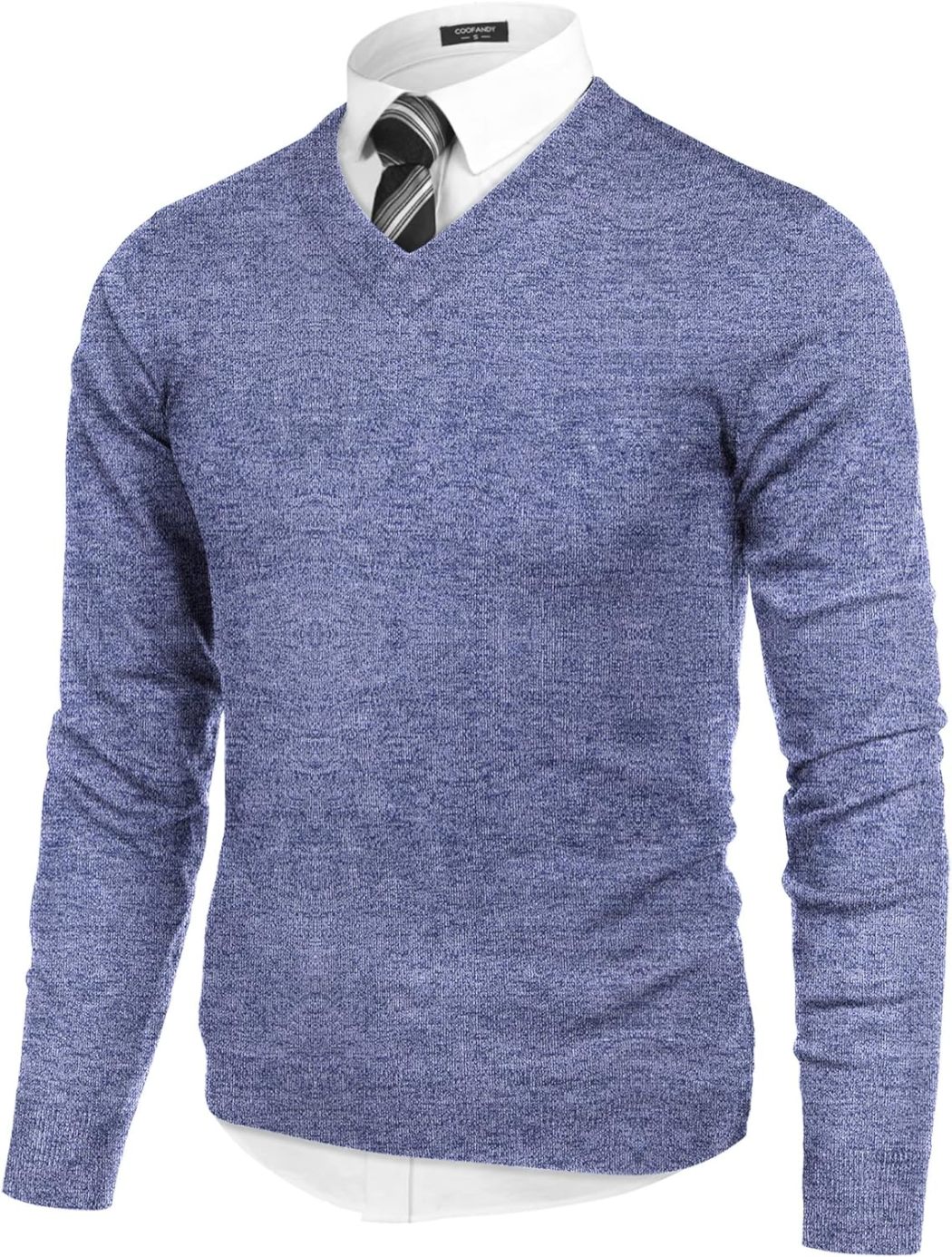 Mens V Neck Dress Sweater Long Sleeve Slim Fit Fashion Pullover Sweater
