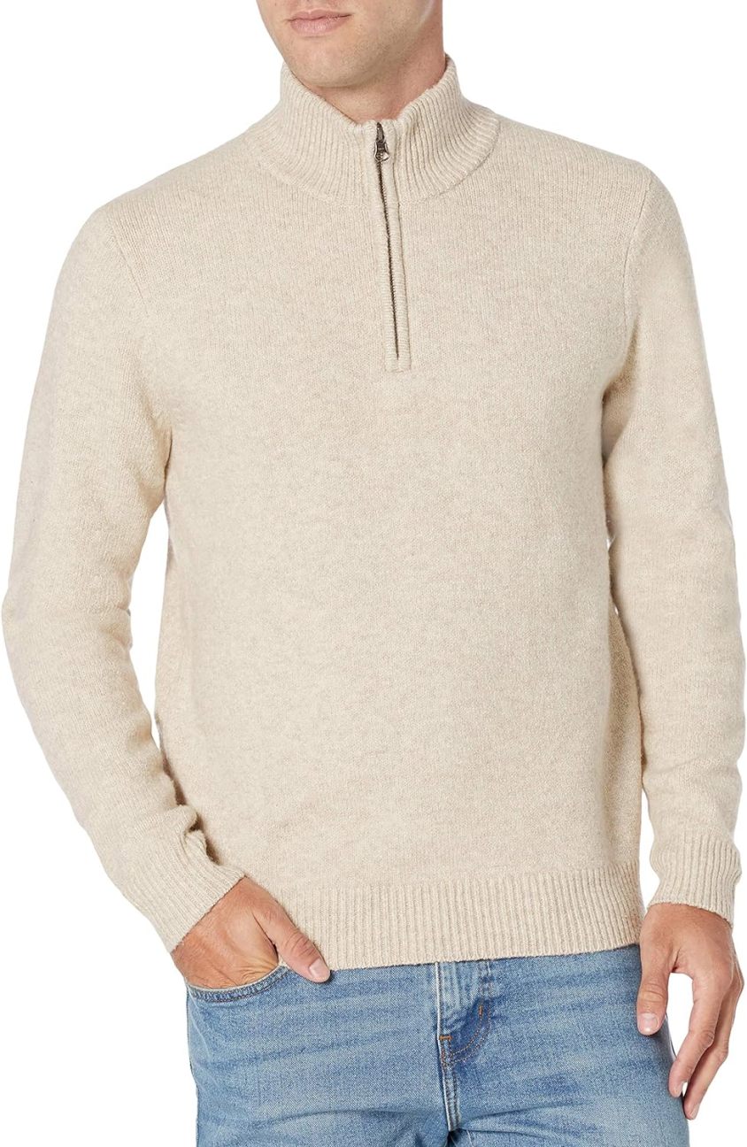 Men's Long-Sleeve Soft Touch Quarter-Zip Sweater
