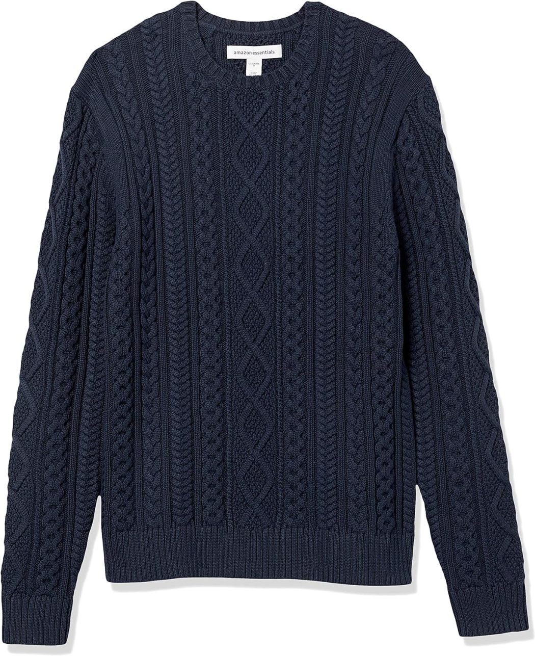 Men's Long-Sleeve 100% Cotton Fisherman Cable Crewneck Sweater