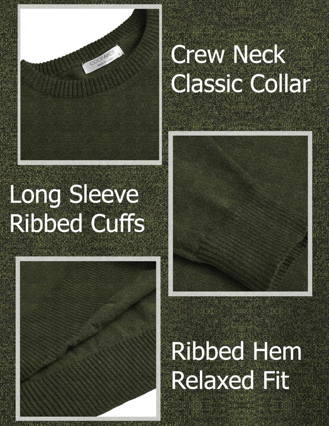 Men's Dress Crew Neck Sweater Slim Fit Lightweight Long Sleeve Sweater