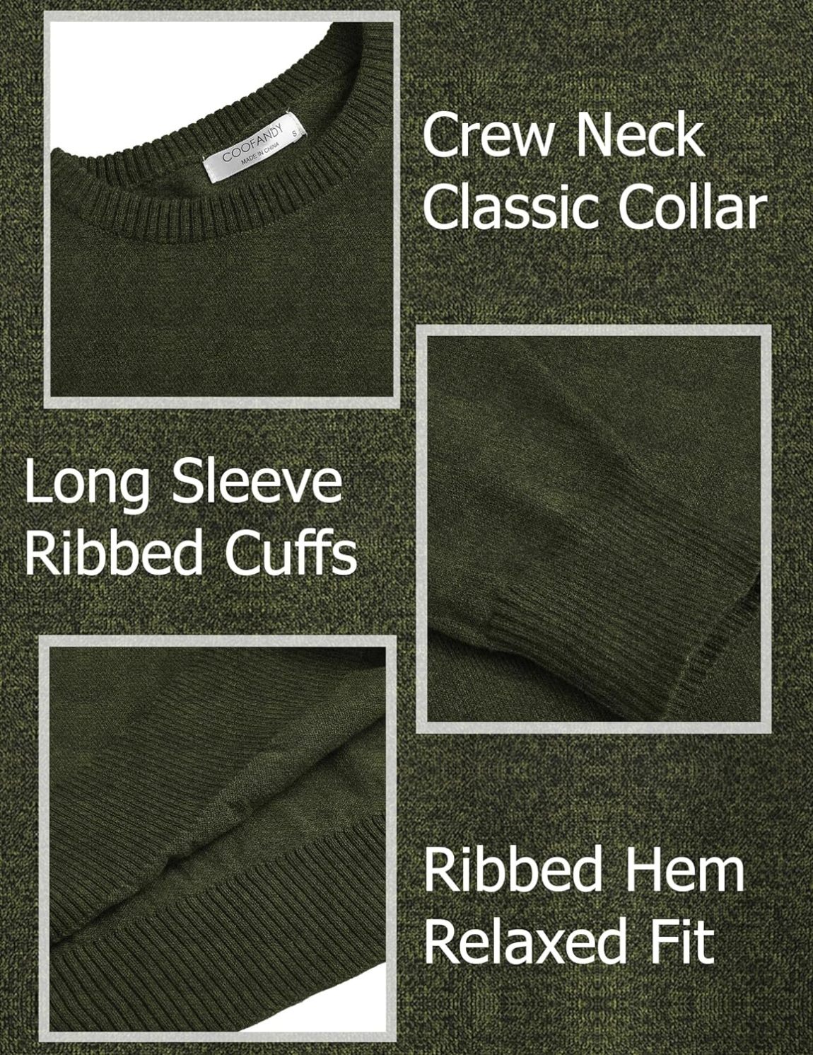 Men's Dress Crew Neck Sweater Slim Fit Lightweight Long Sleeve Sweater