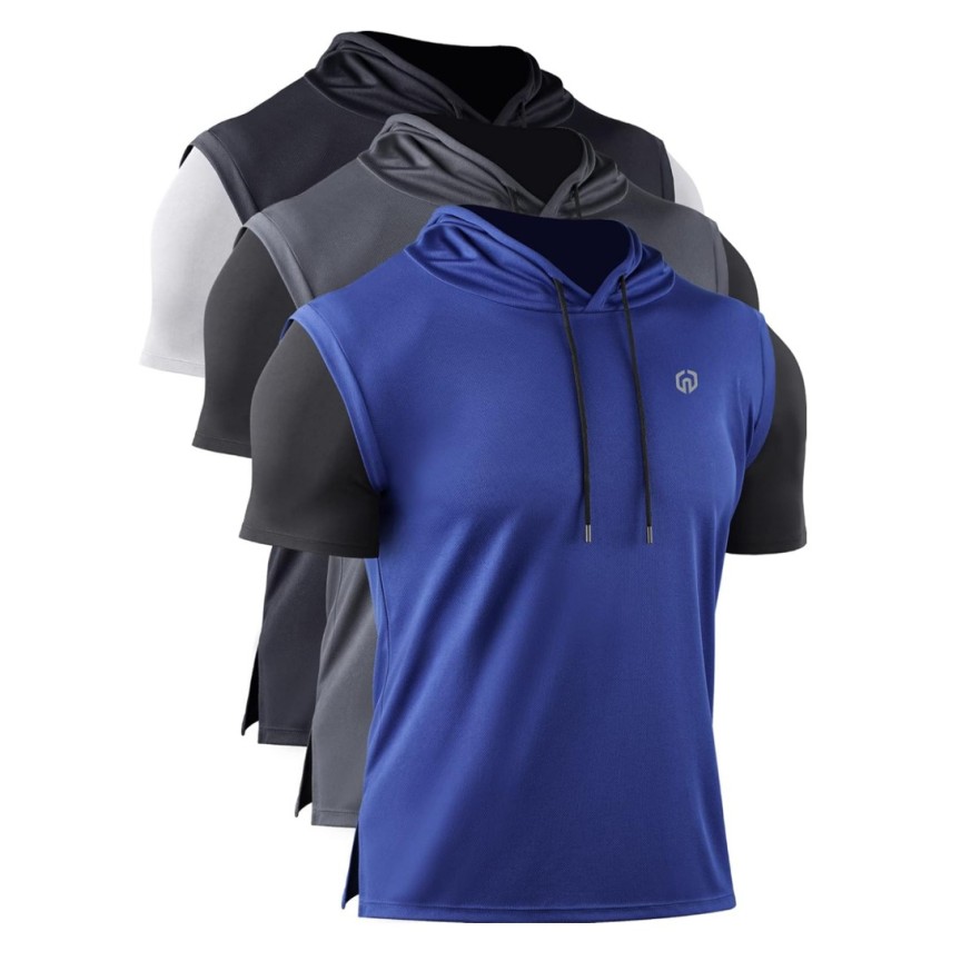 Men's Running Shirt 3 -Pack Dry Fit Mesh with Hoods
