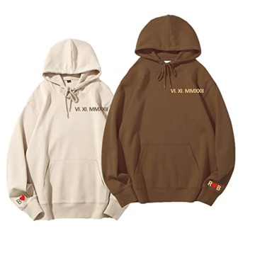 Custom Couples Hoodies -Special Day Date/Initials on Sleeve