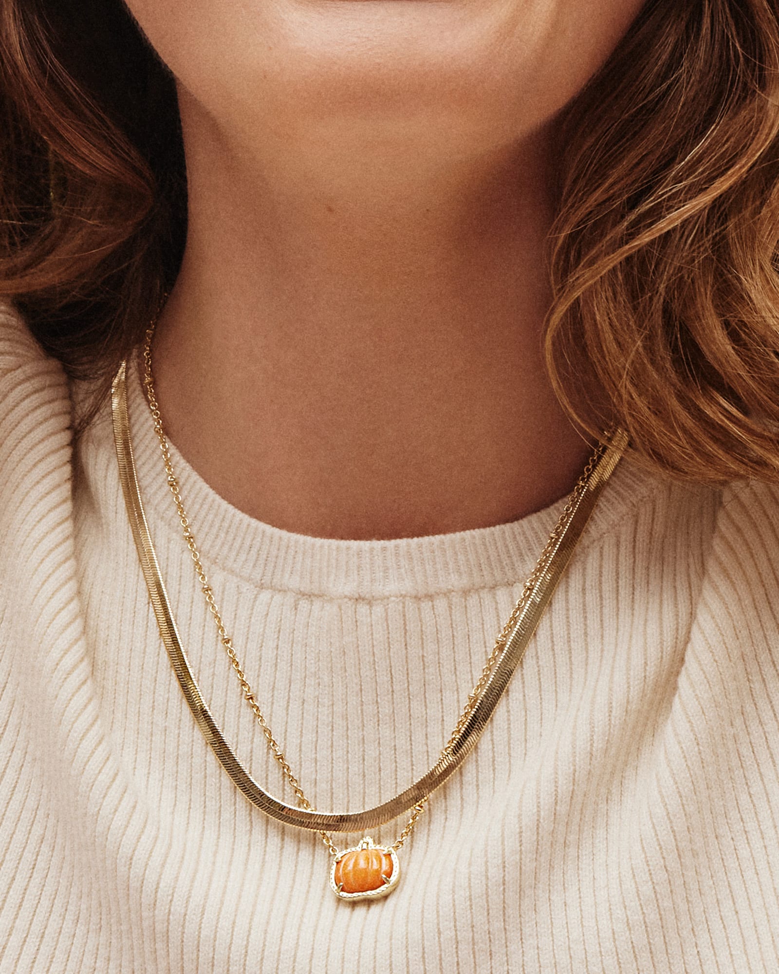 Pumpkin Short Pendant Necklace