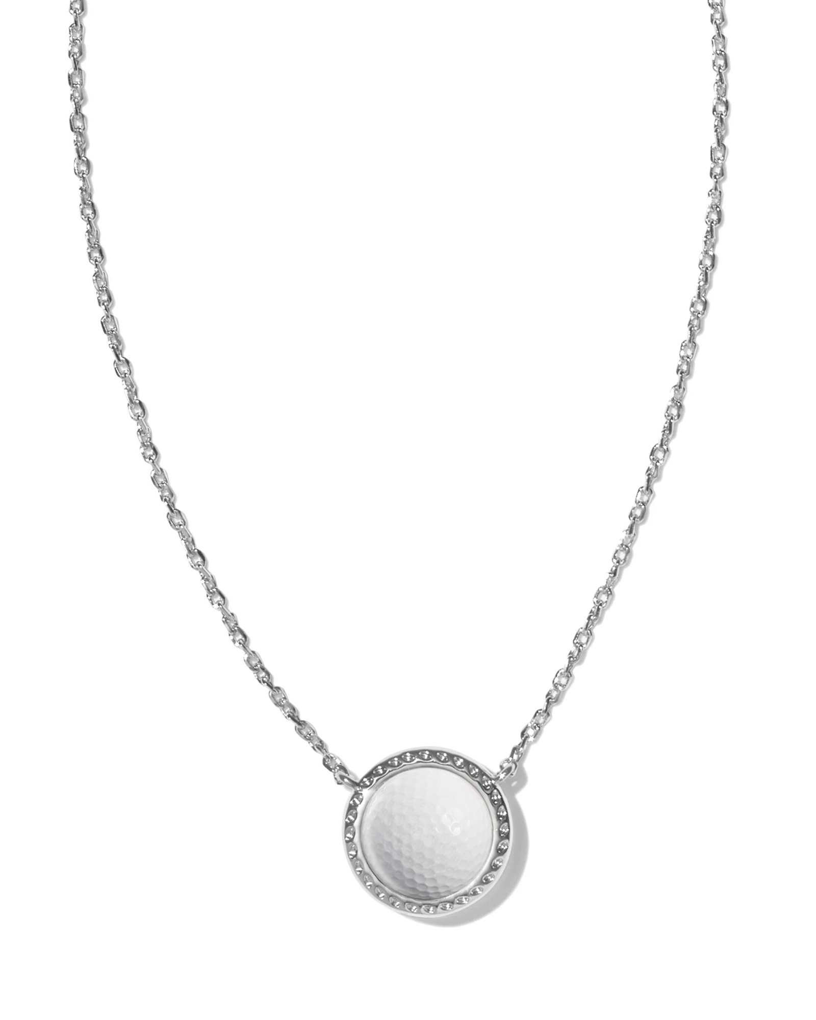 Golfball Gold Short Pendant Necklace in Ivory Mother-of-Pearl