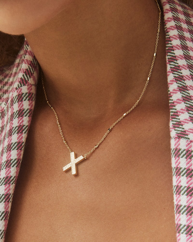 Letter X Pendant Necklace in Gold