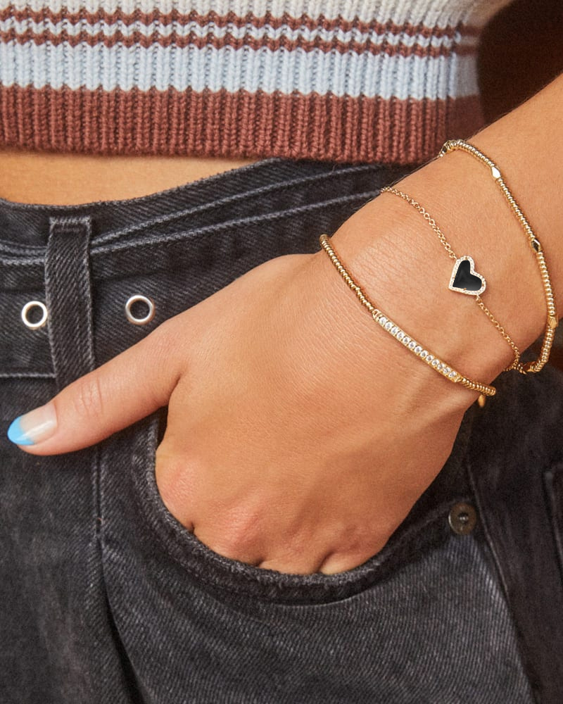 Ari Heart Gold Pendant Bracelet in Black Drusy