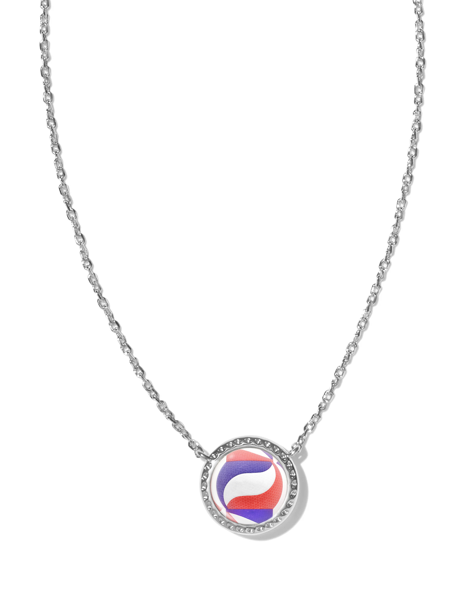 Volleyball Gold Short Pendant Necklace in Ivory Mother-of-Pearl