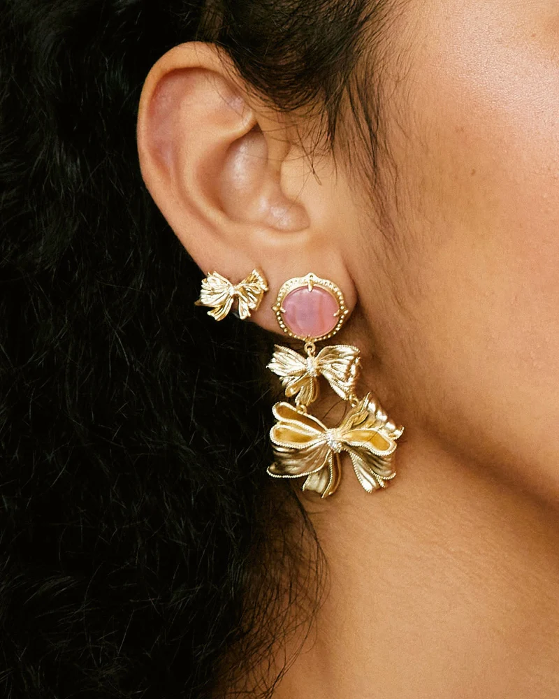 Kendra Scott x LoveShackFancy Gold Stud Earrings in White Crystal