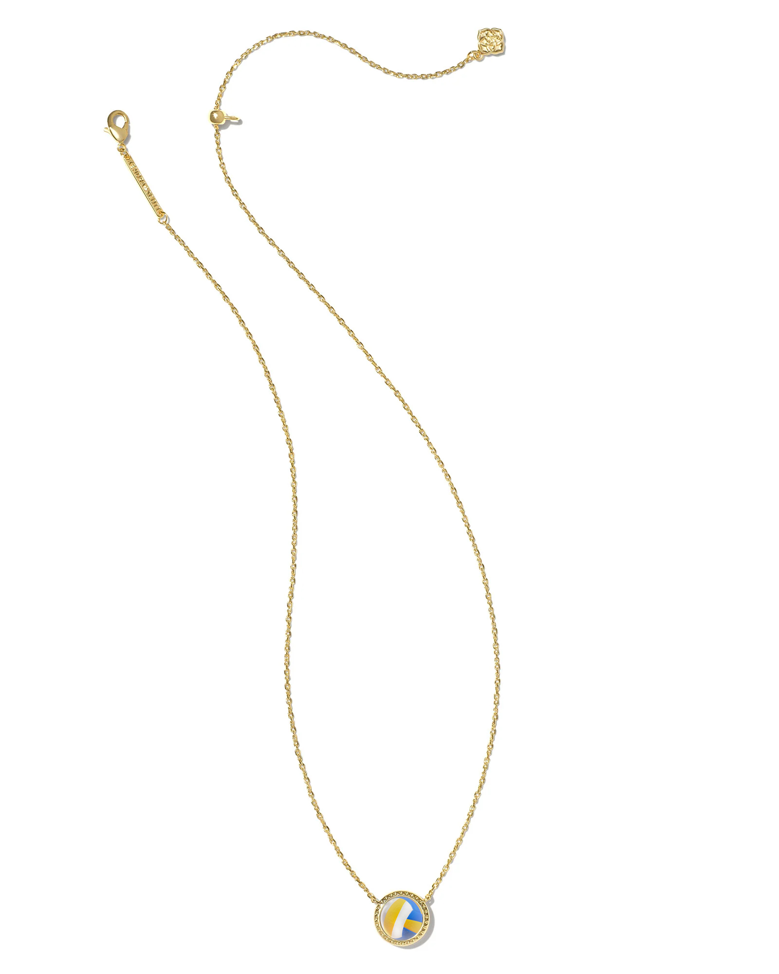 Volleyball Gold Short Pendant Necklace in Ivory Mother-of-Pearl