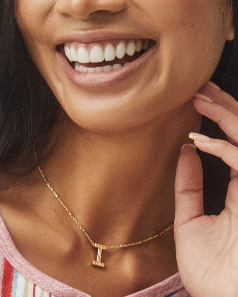 Letter I Pendant Necklace in Gold