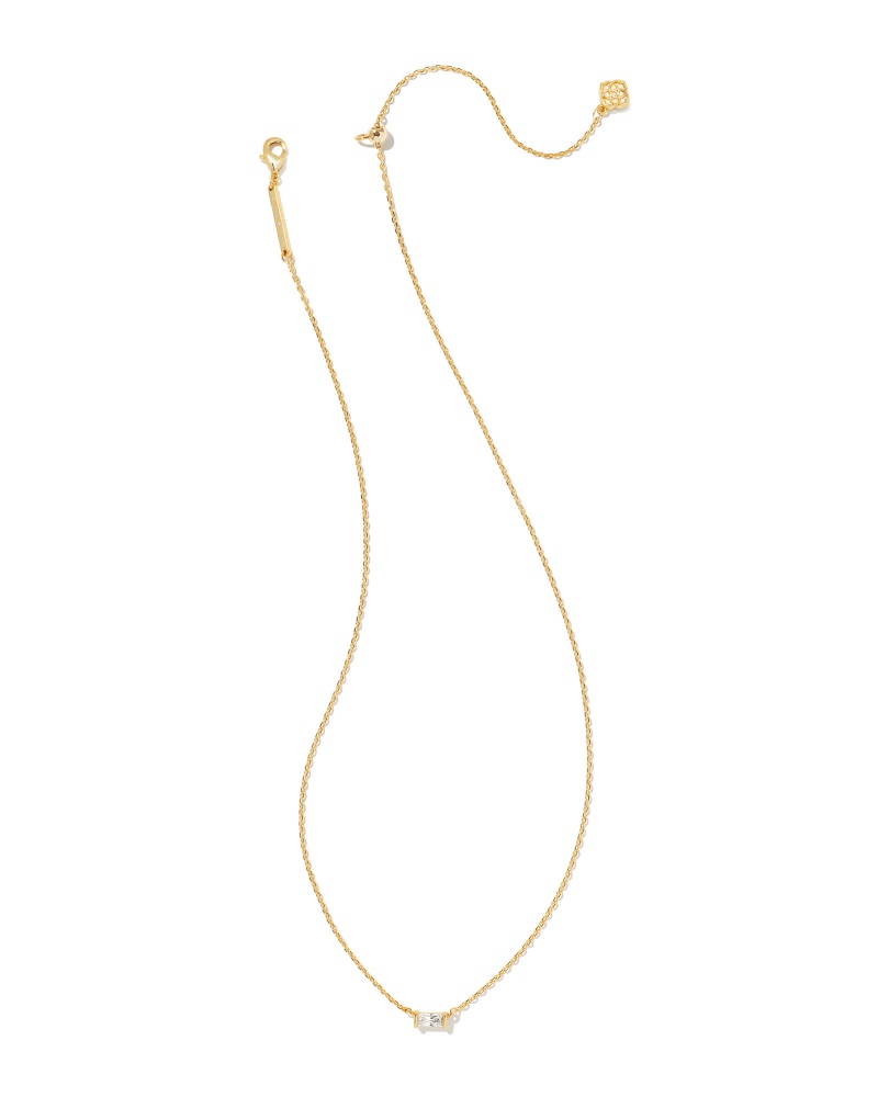 Juliette Gold Pendant Necklace in White Crystal