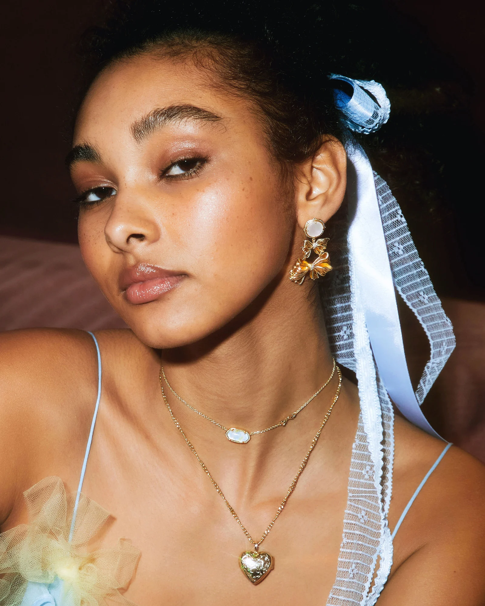 Kendra Scott x LoveShackFancy Gold Elisa Necklace in Marie Pink Blooming Heirloom Illusion