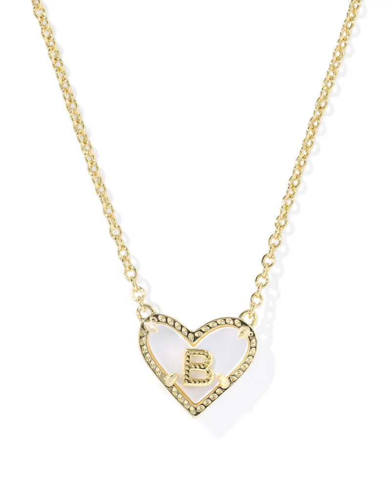Ari Heart Letter A Gold Short Pendant Necklace