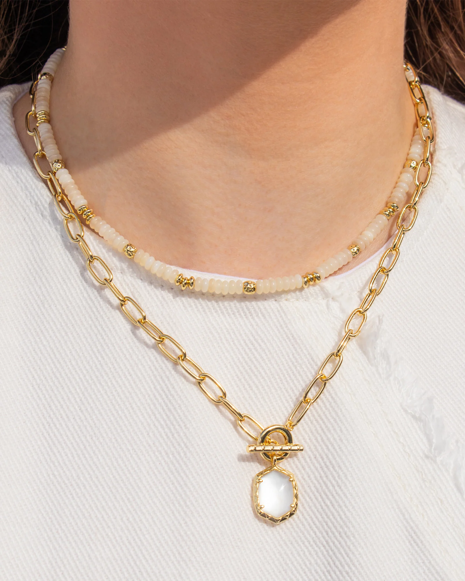 Daphne Convertible Gold Link and Chain Necklace in Light