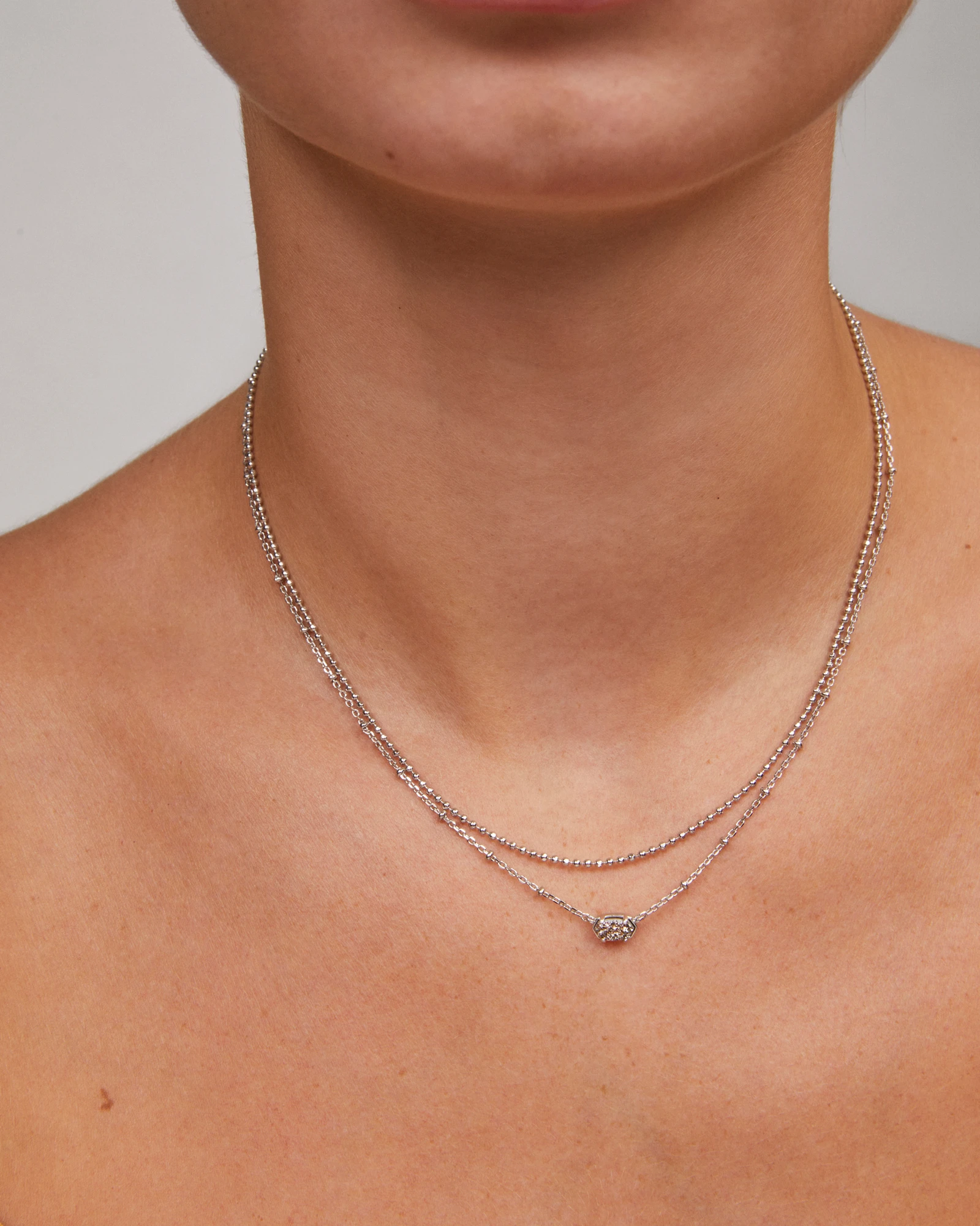 Emilie Gold Multi Strand Necklace in Iridescent Drusy