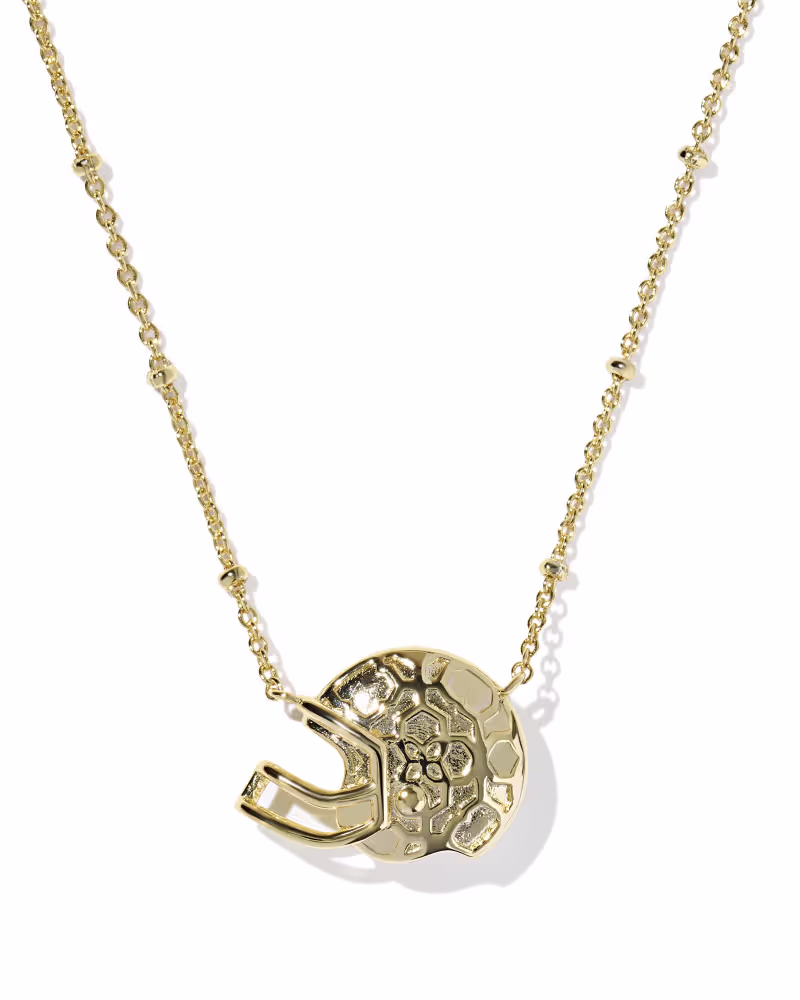 Football Helmet Gold Short Pendant Necklace