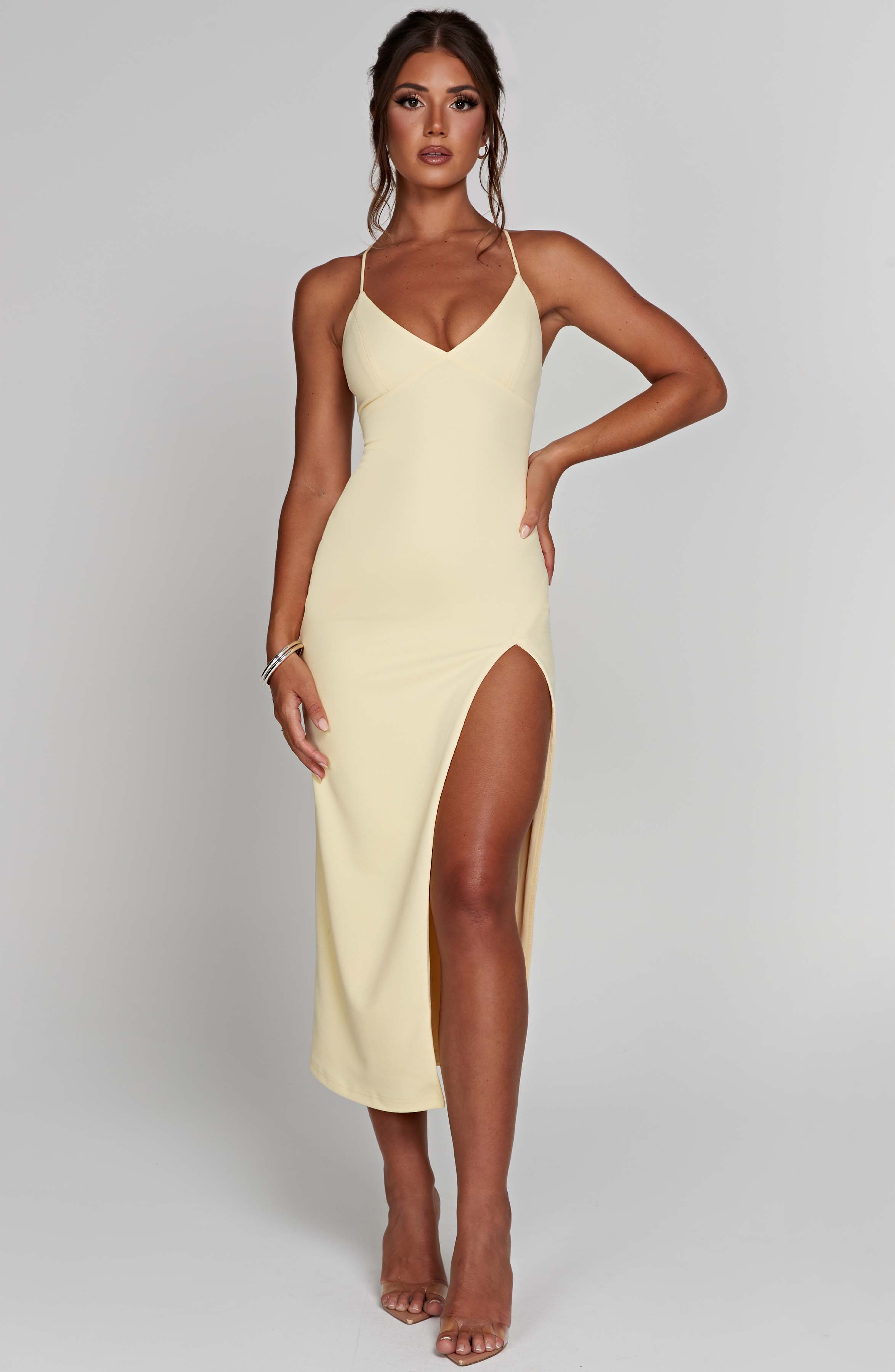 Kiana Midi Dress Lemon