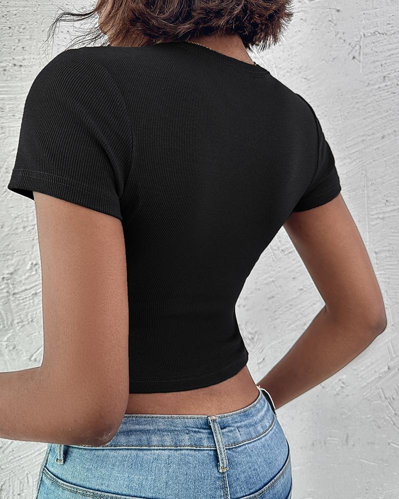 2-Pack Crewneck Short Sleeve Skinny Ribbed T-Shirt